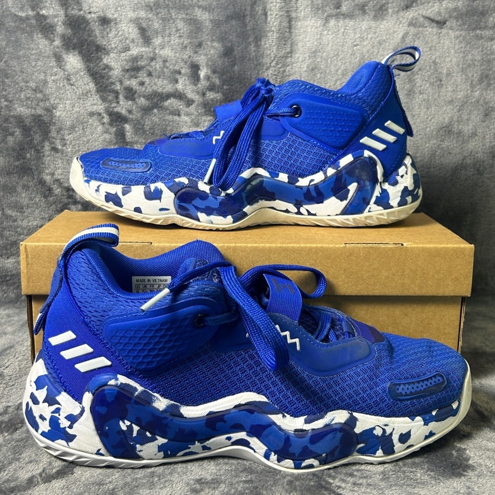 Adidas DON Issue 3 Donovan Mitchell Royal Blue Camo Basketball Shoes H67718 Sz 6